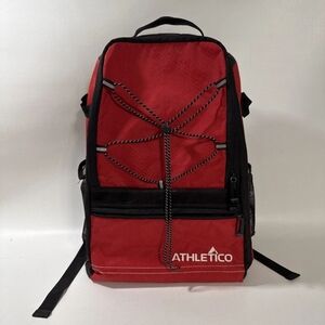 Athletico Youth Baseball Bag - Red+Black Backpack for Bat Baseballs Softballs